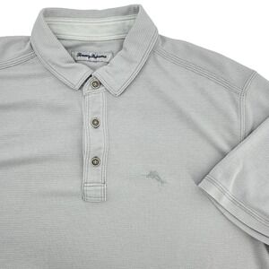Tommy Bahama Polo Shirt Mens Medium Gray Breathable Tencel Modal Short Sleeve